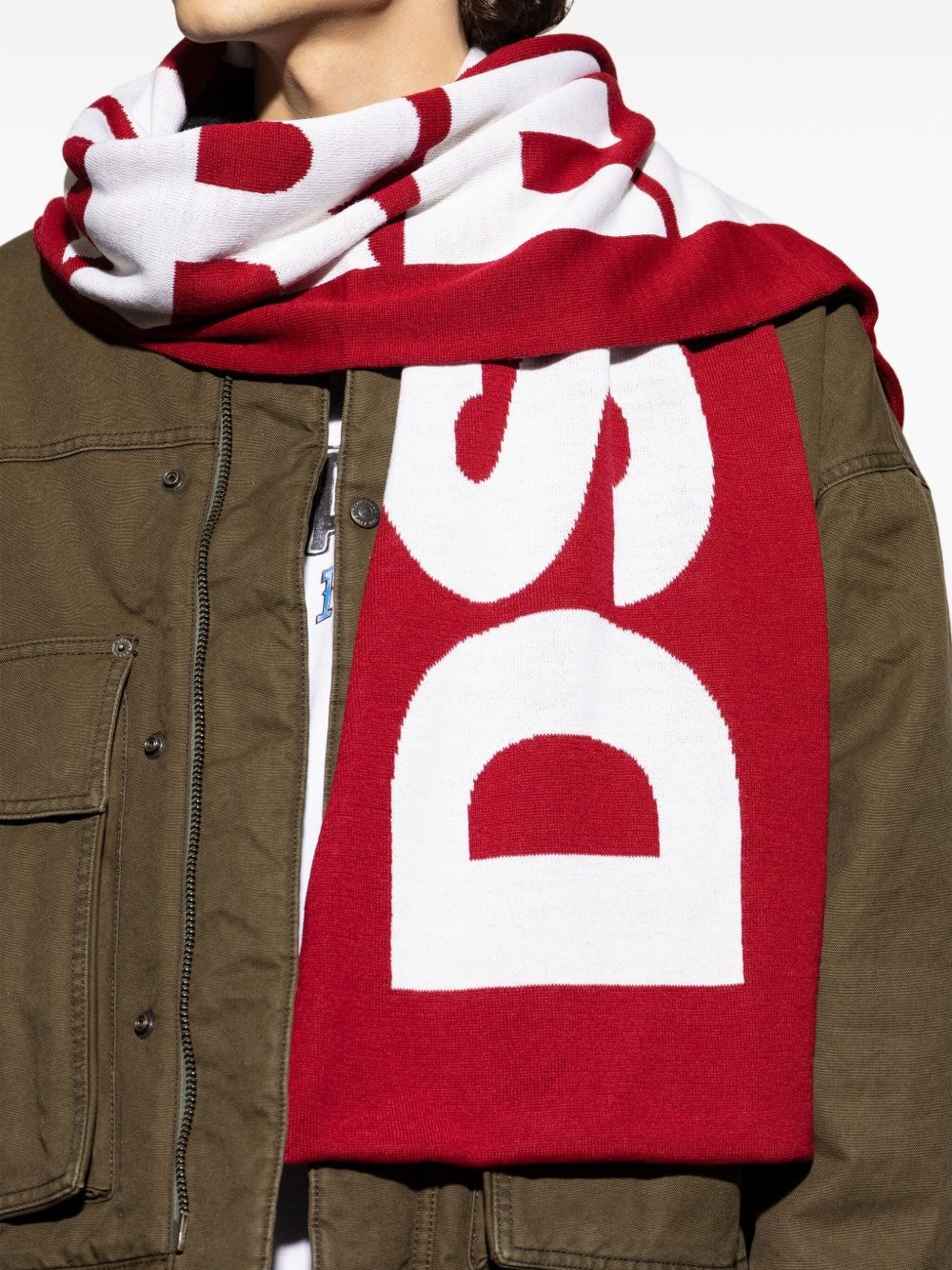 logo knitted scarf - 4