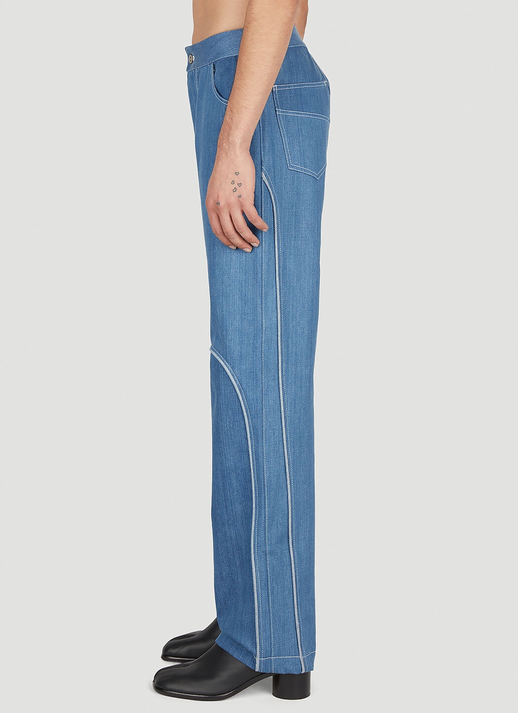Contrast Piping Jeans - 3