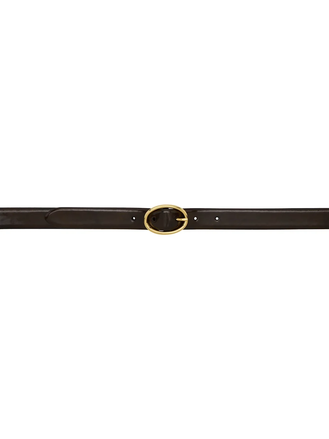 Brown Skinny Oval Buckle Belt - 1
