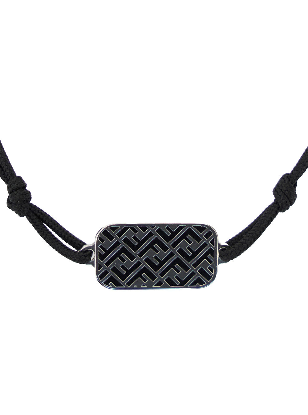 Fendi Men Metallic Bracelet With Ff Plaque Pendant In Fabric Man - 2