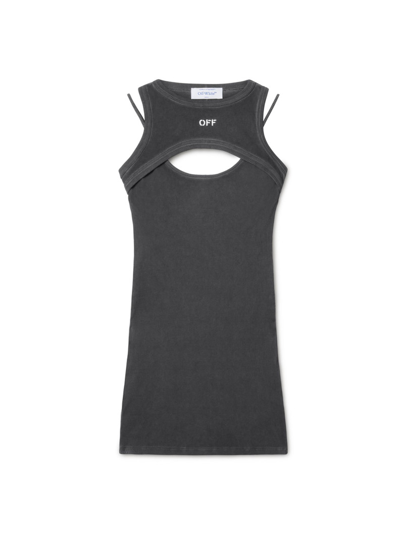 Grey Off Stamp Ribbed Cut Out Dress 1