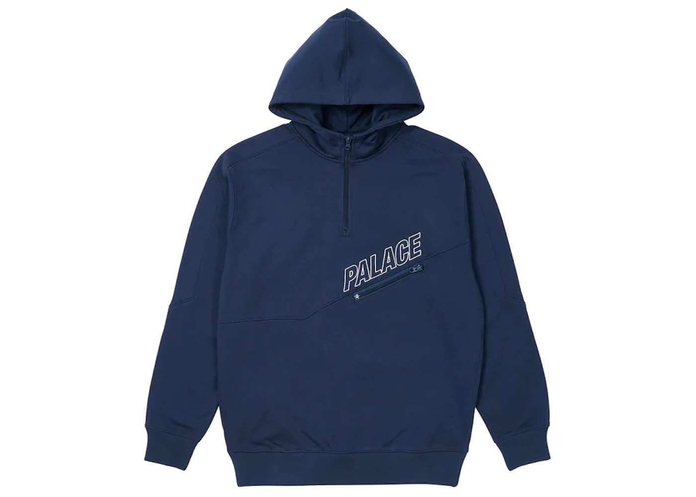 Palace Slant 1/4 Zip Hood Blue - 1