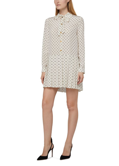 Miu Miu Pleated shirt dress with polka dots and lavaliere outlook