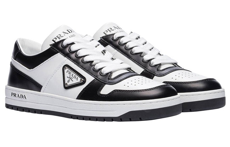 (WMNS) PRADA Downtown Leather Sneakers 'White Black ' 1E792M_3LKG_F0964_F_030 - 2