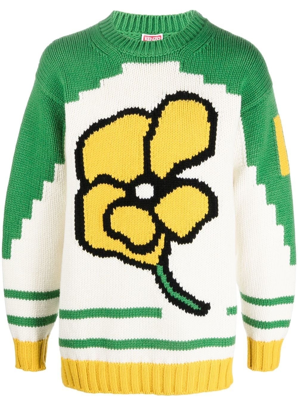 floral-print knit jumper - 1