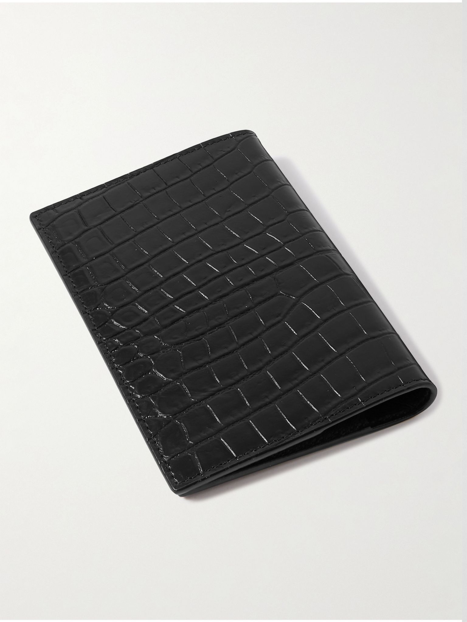 Cassandre Logo-Appliquéd Croc-Effect Leather Passport Cover Black - 2