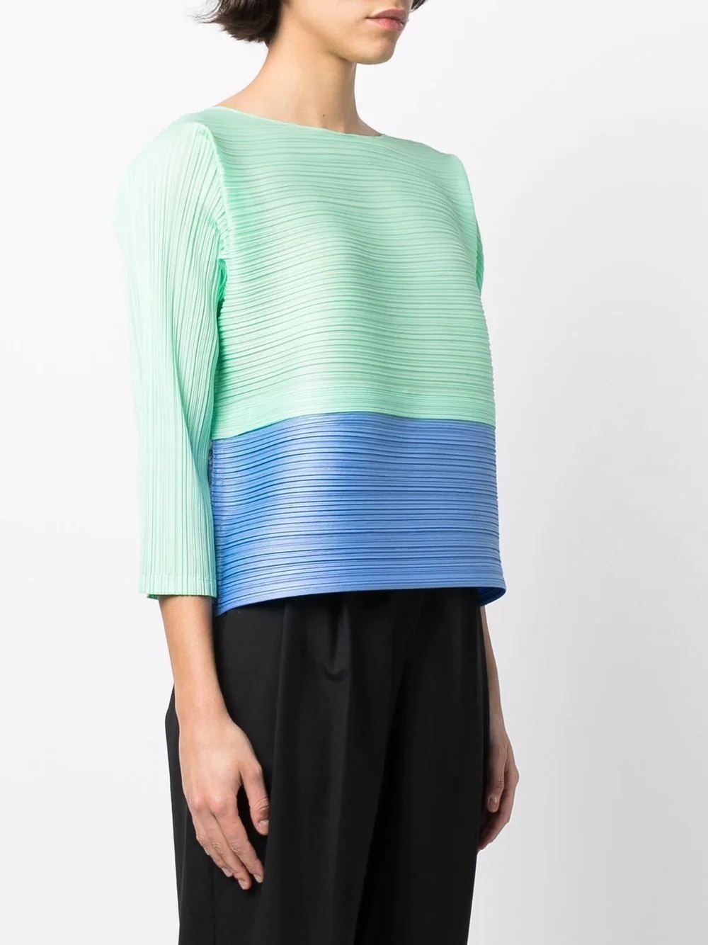 boat-neck pleated blouse - 3