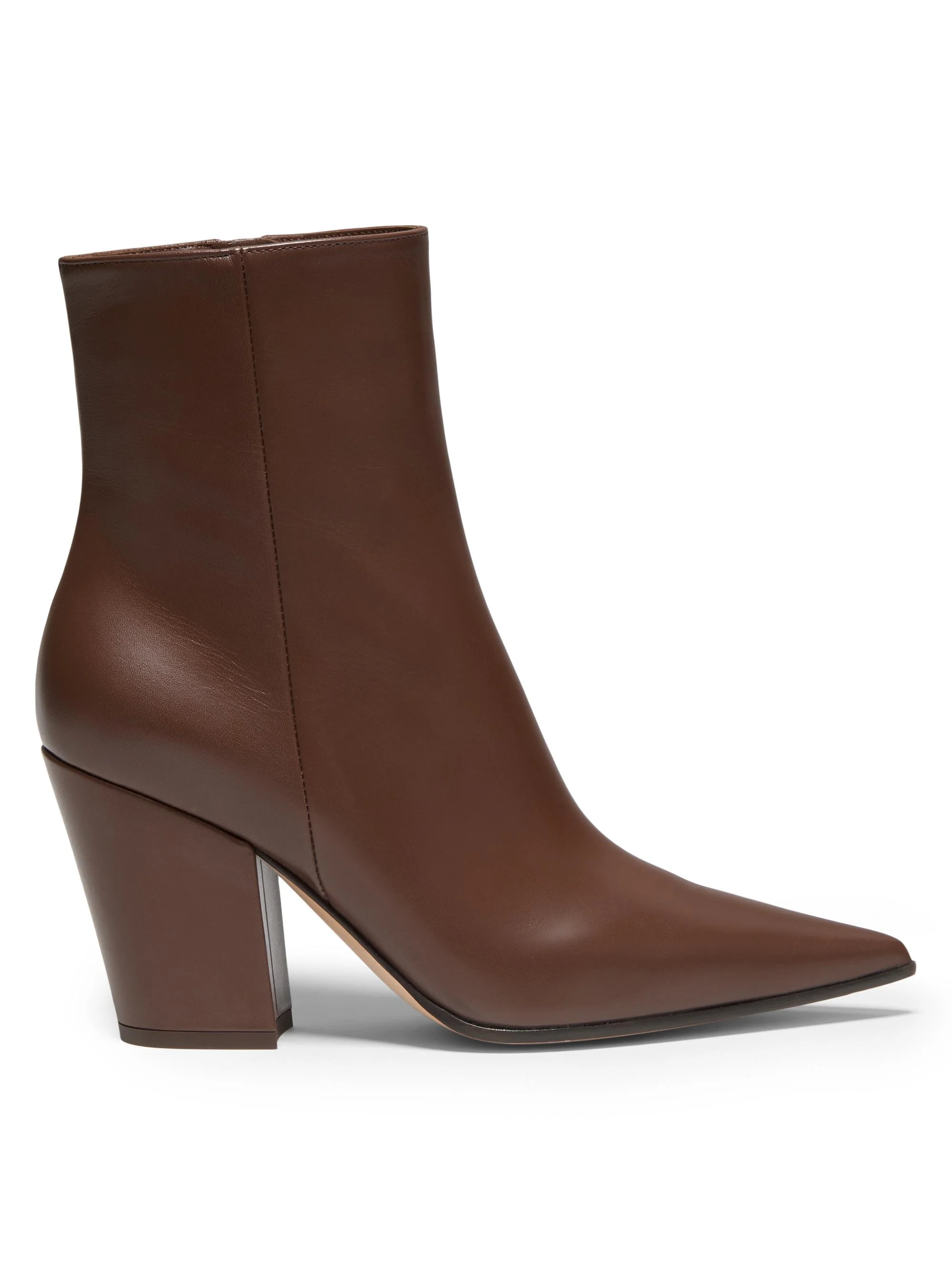 Women's Keinna 85MM Leather Block-Heel Booties - Brown - 1