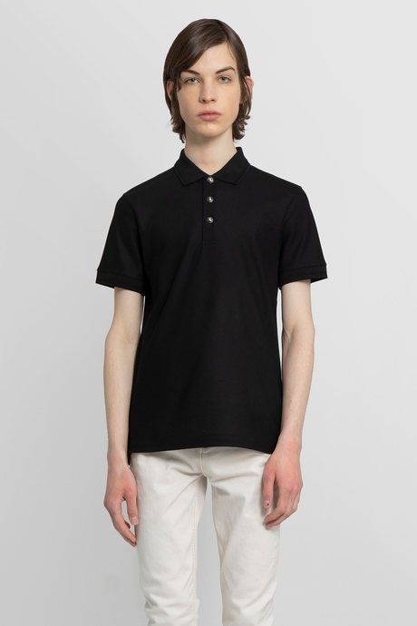 Burberry men's black cotton piqué polo shirt - 1