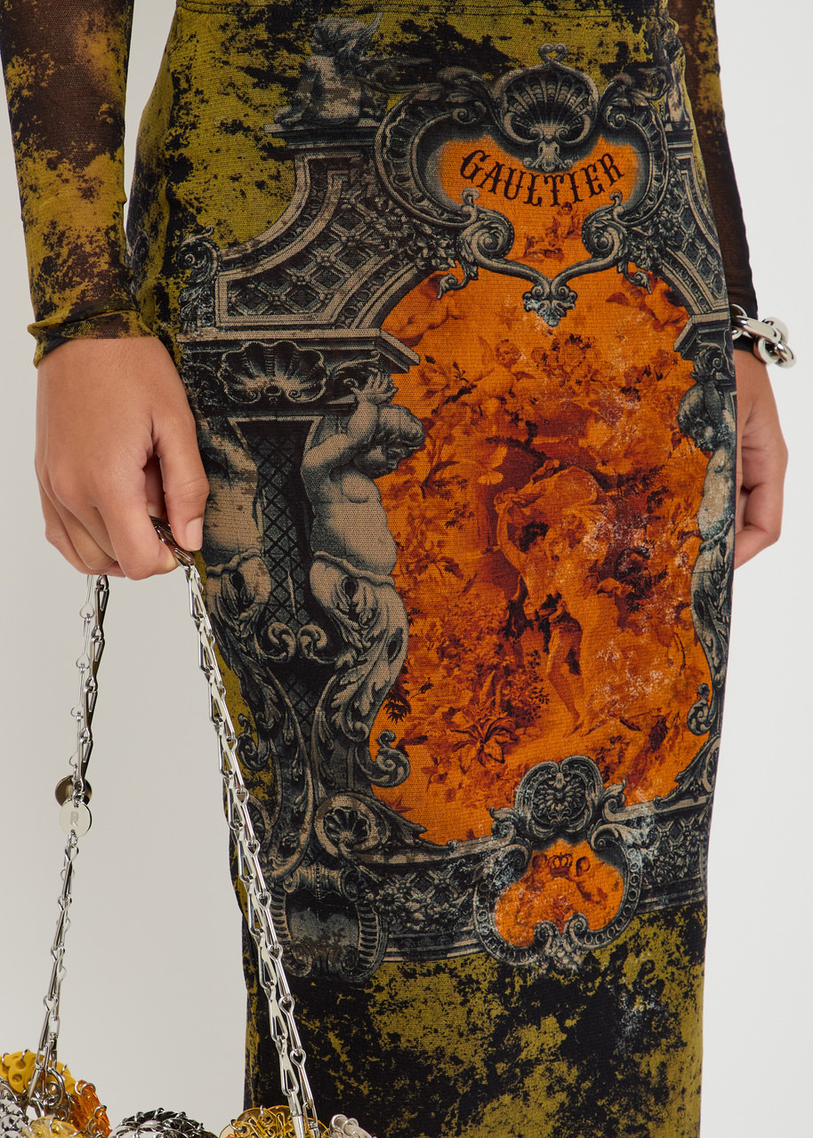 Jean Paul Gaultier Printed Mesh Midi Skirt - 5