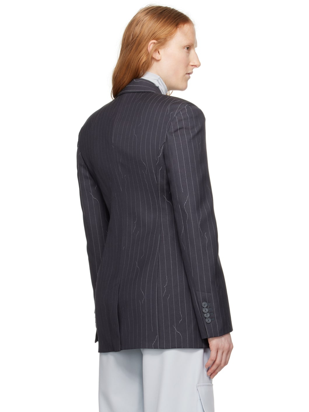 Navy Pinstripe Blazer - 3