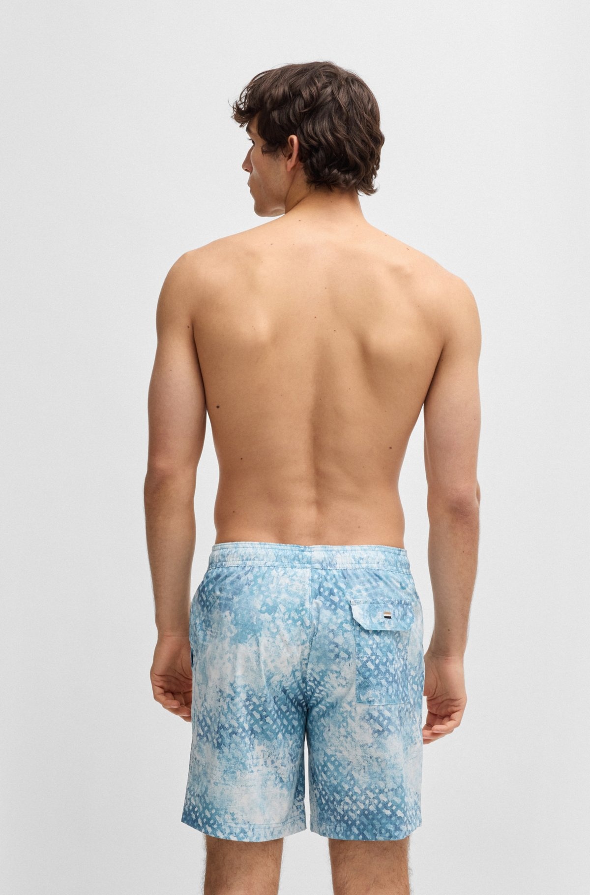 MONOGRAM-ARTWORK SWIM SHORTS WITH LOGO BADGE - 4