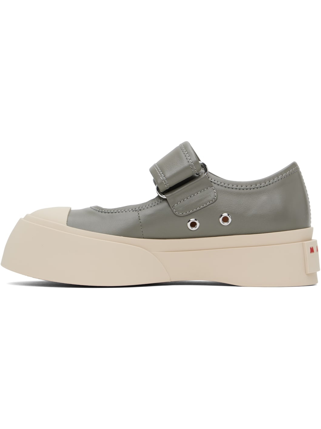 Gray Leather Mary Jane Sneakers - 3