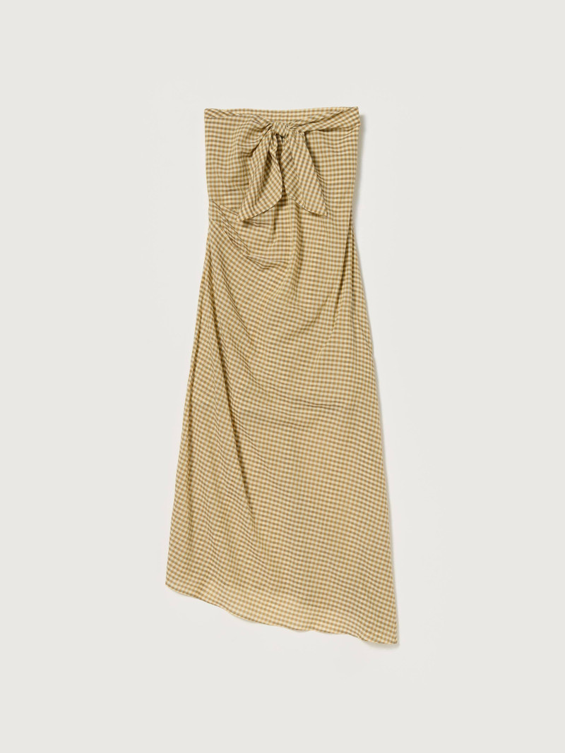 AIRY LIGHT COTTON CHECK STRAPLESS DRESS 1