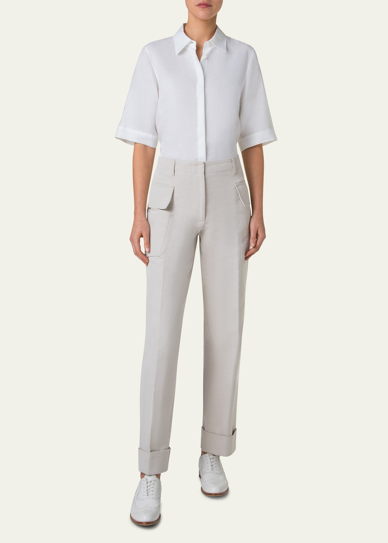 AKRIS Marley Cropped Cotton-Linen Cargo Pants outlook