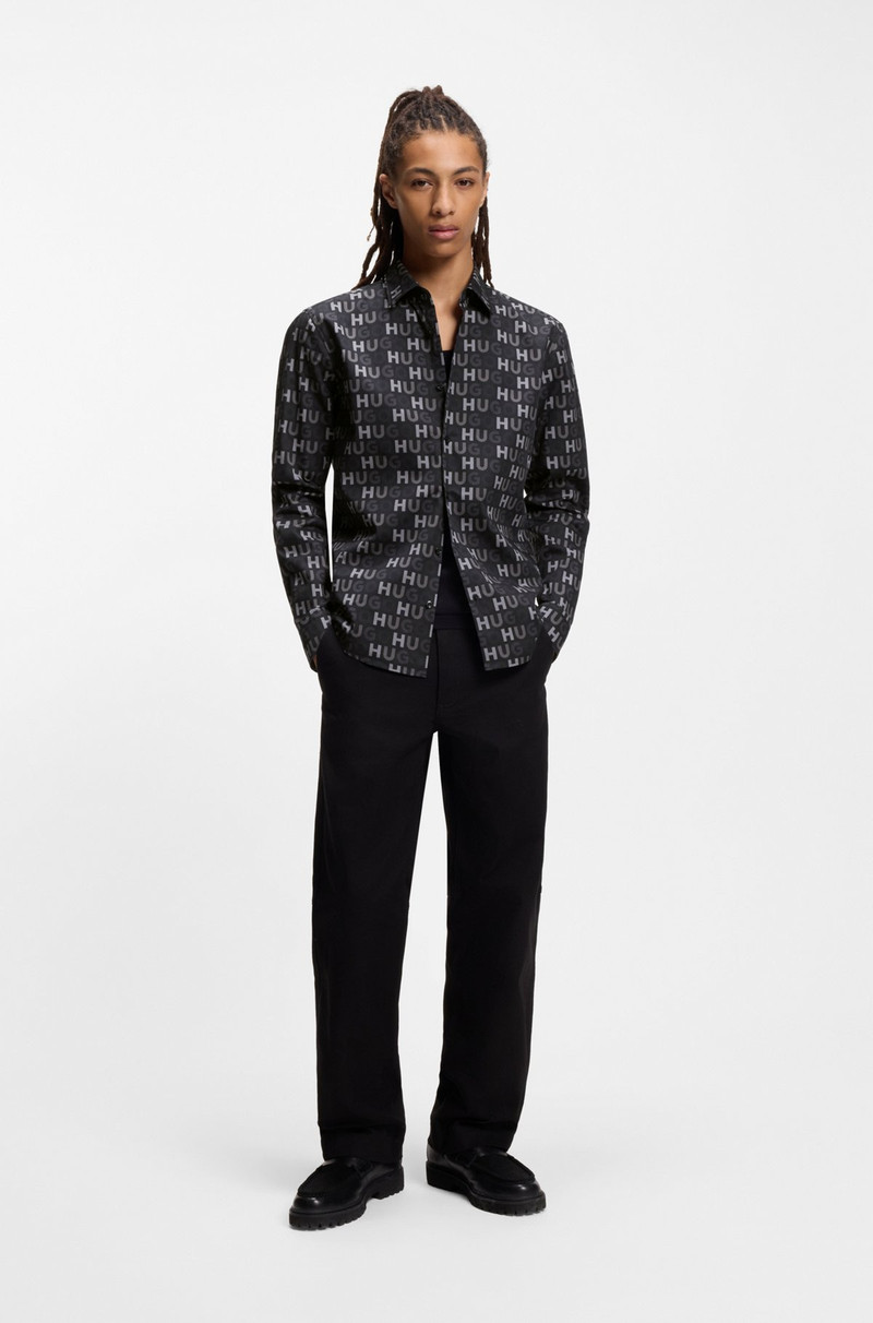 HUGO PRINTED SLIM-FIT SHIRT IN COTTON POPLIN outlook