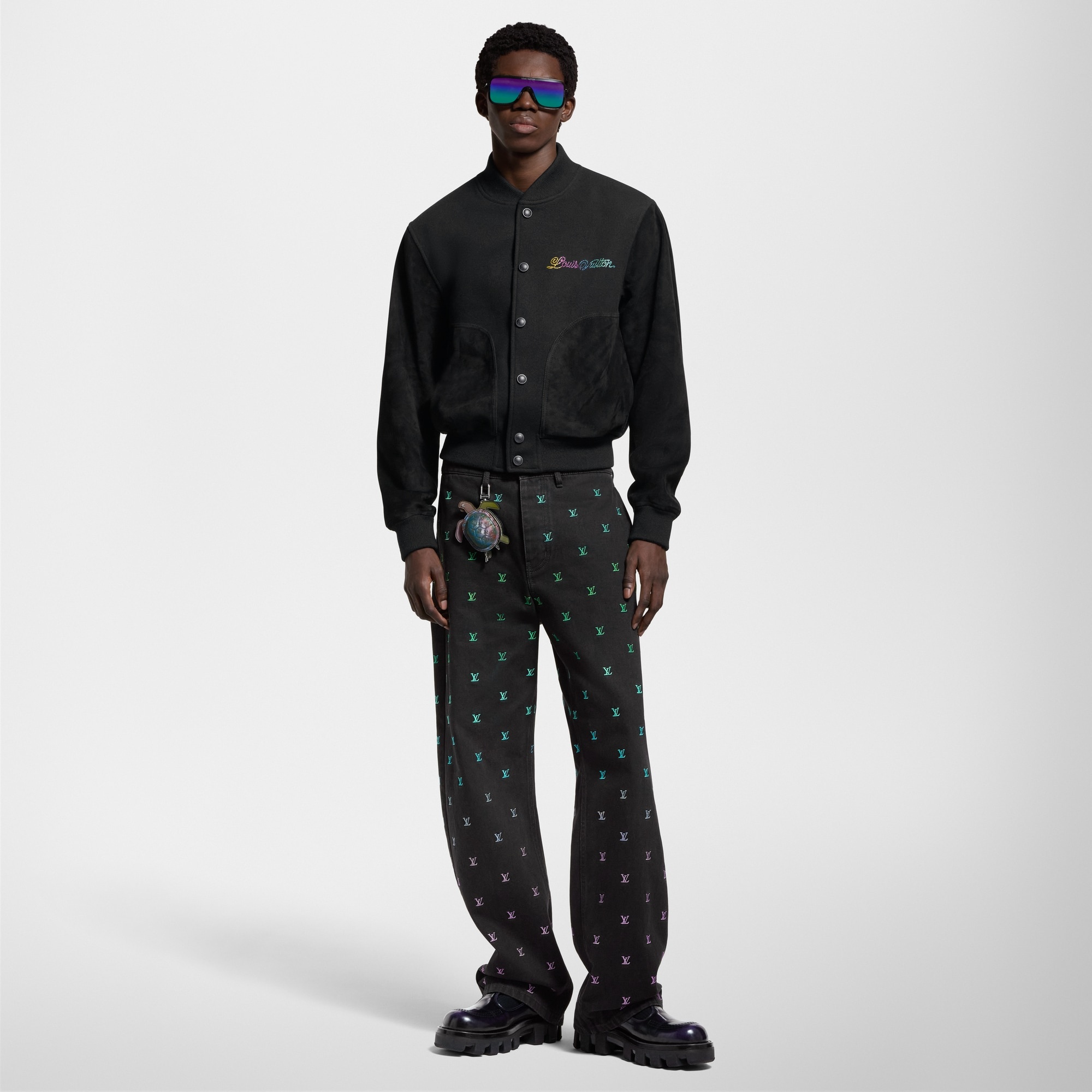 LV Blason Gradient Embroidered Denim Skate Pants - 4