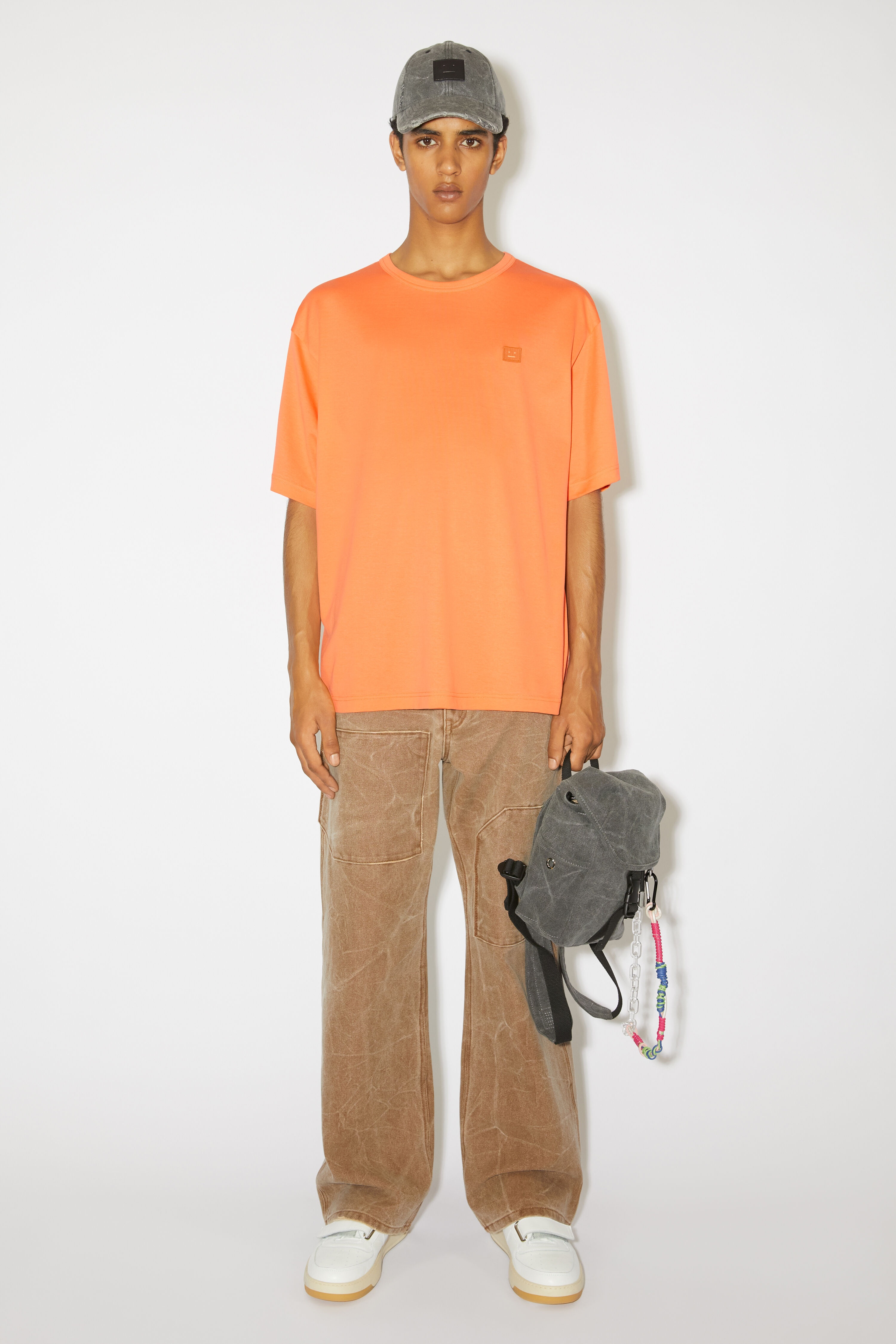 Crew neck t-shirt - Relaxed fit - Mandarin orange - 2