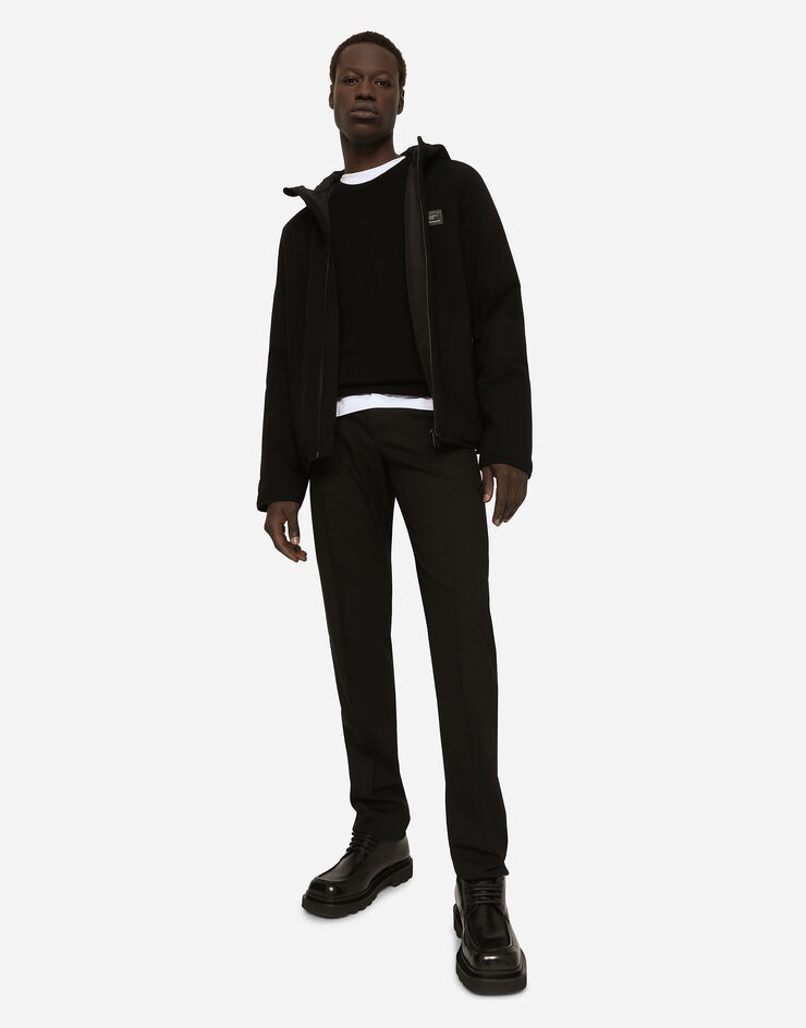 Hooded jersey jacket with branded tag - 5