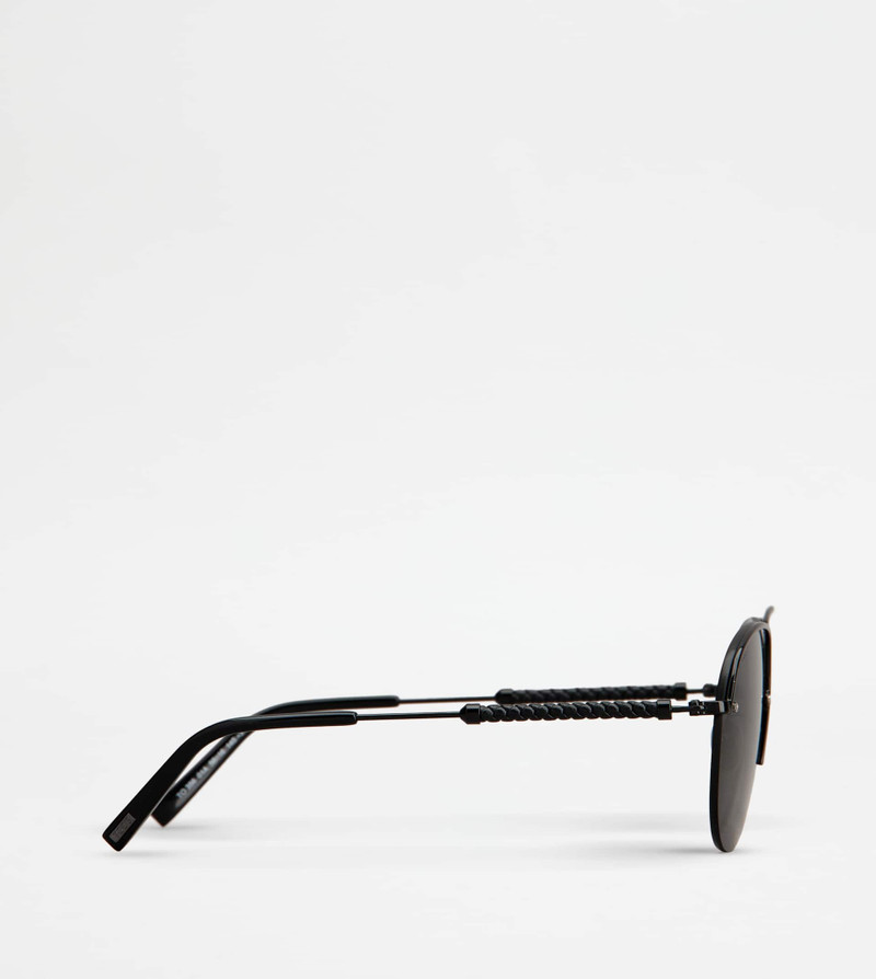 Tod's PILOT SUNGLASSES WITH TEMPLE IN LEATHER - BLACK outlook