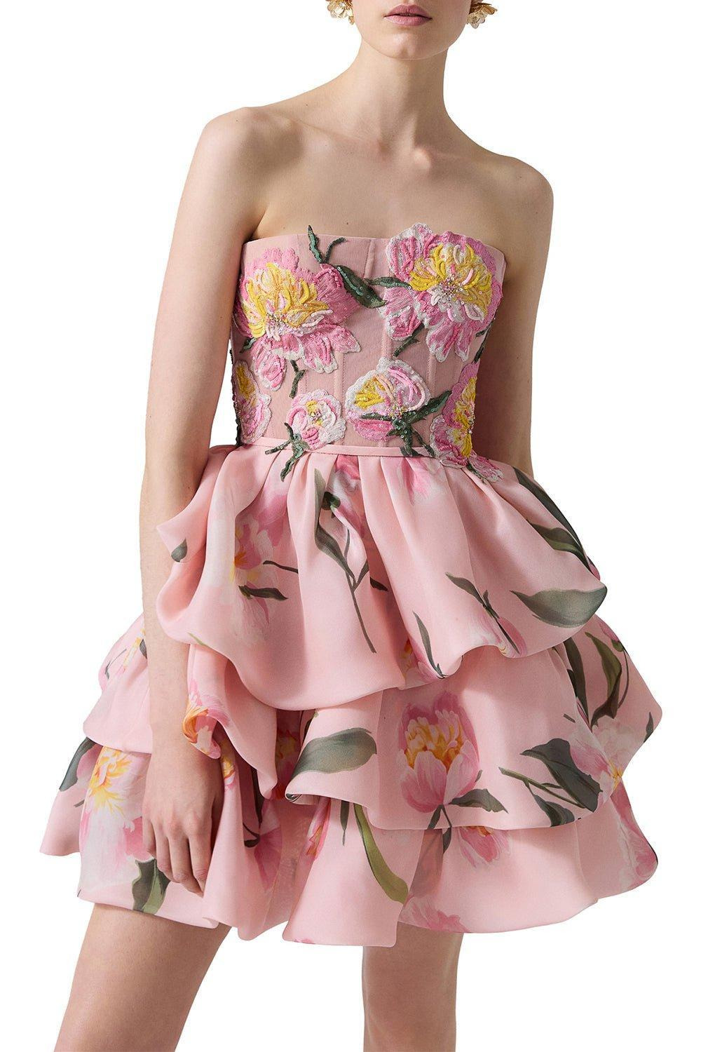 Strapless Ruffled Mini Dress - 2