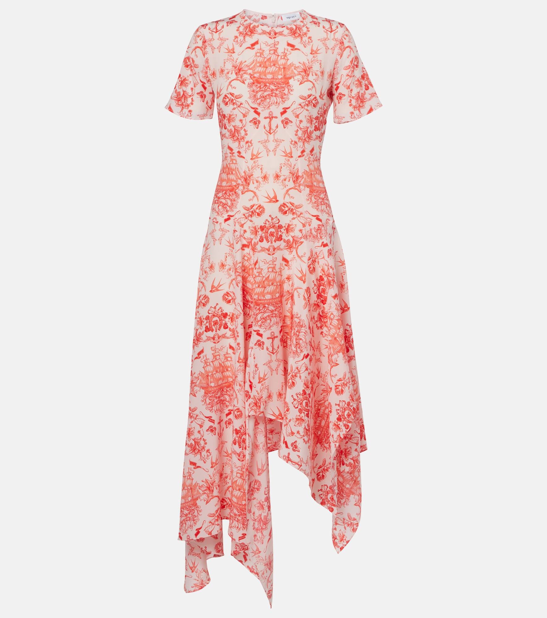 Printed silk crêpe midi dress - 1