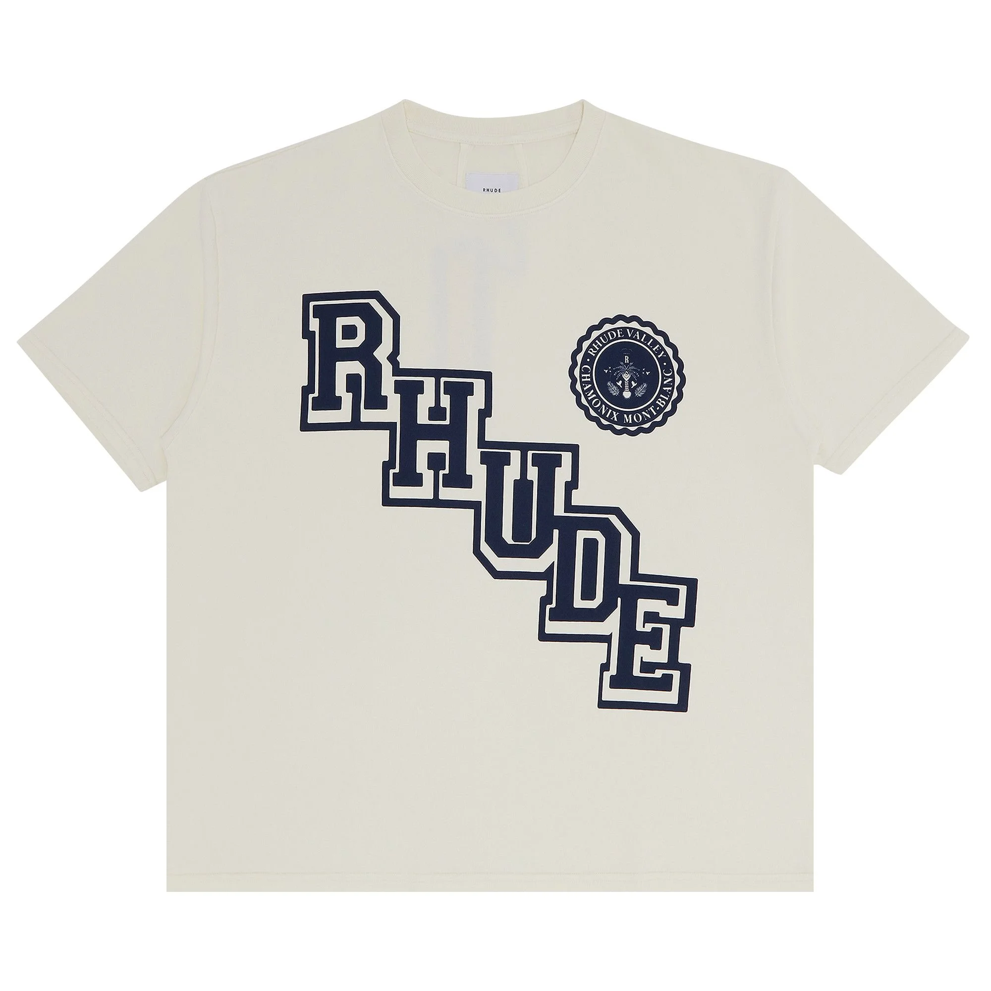 Rhude Collegiate Crest Tee 'Vintage White' - 1