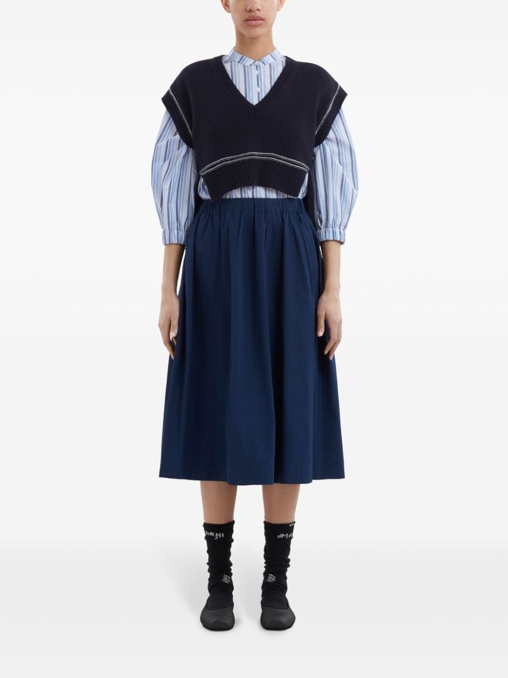A-line cotton midi skirt - 3