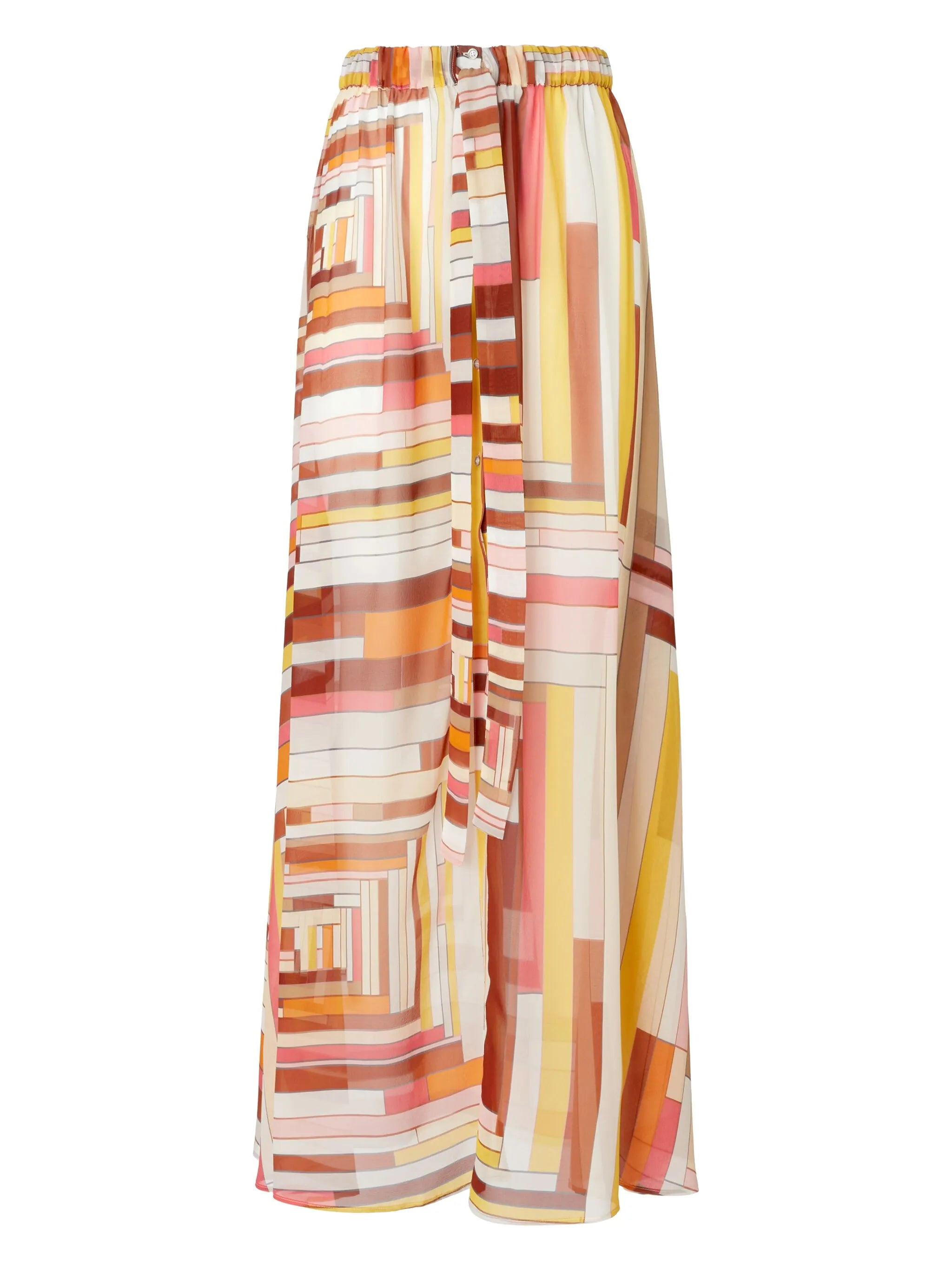 Long Covered Up Skirt in Printed Silk with Front Closure - 1