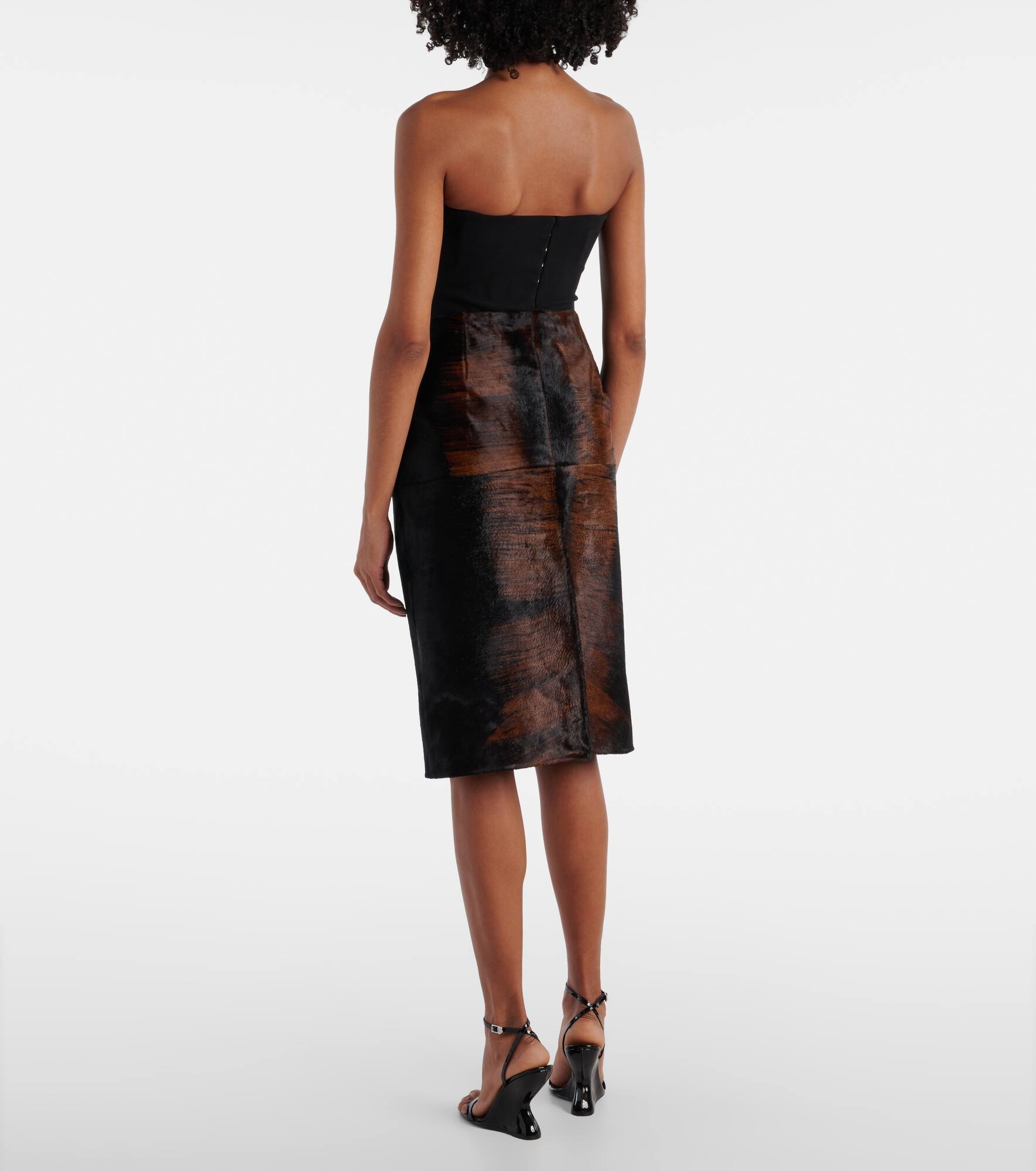 Printed calf hair pencil skirt - 3