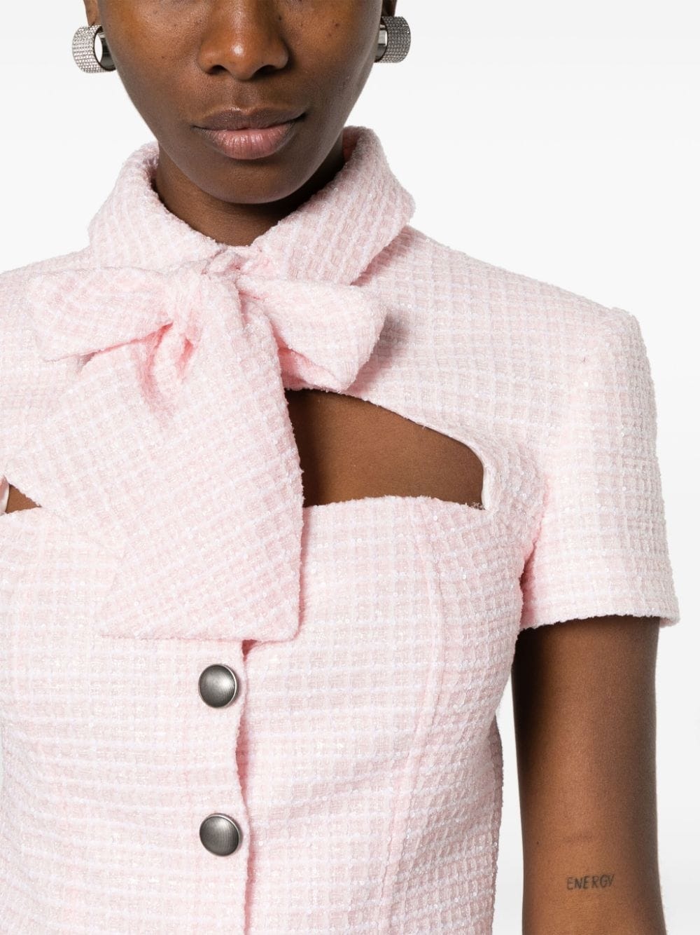 sequin-embellished cropped tweed jacket - 5