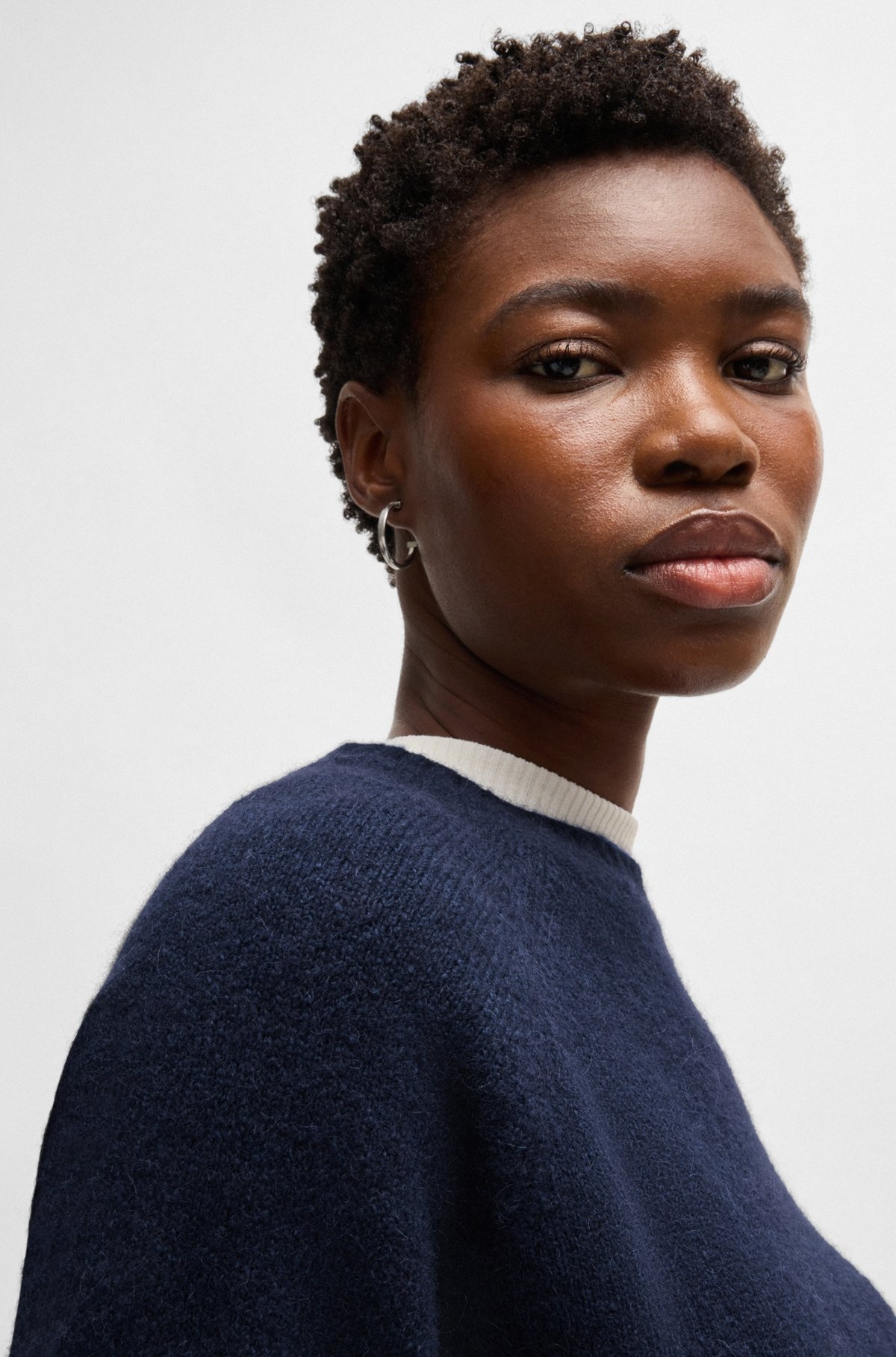 CREW-NECK SWEATER IN STRETCH FABRIC - 5
