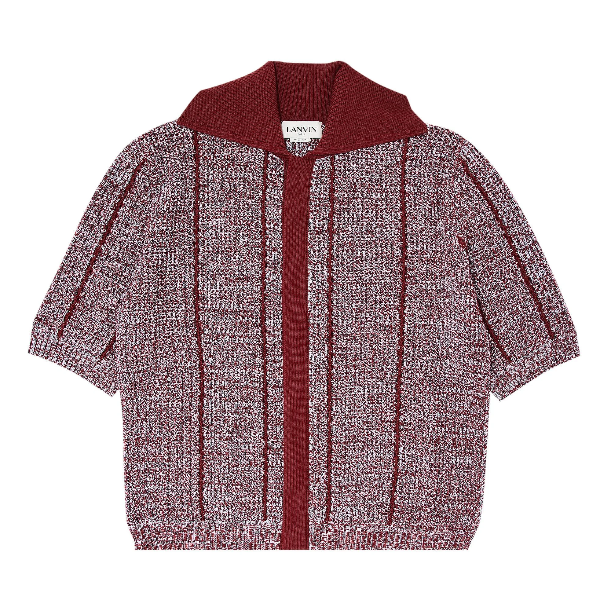 Lanvin Lace Knit Button Up Polo 'Red/Multicolor' - 1