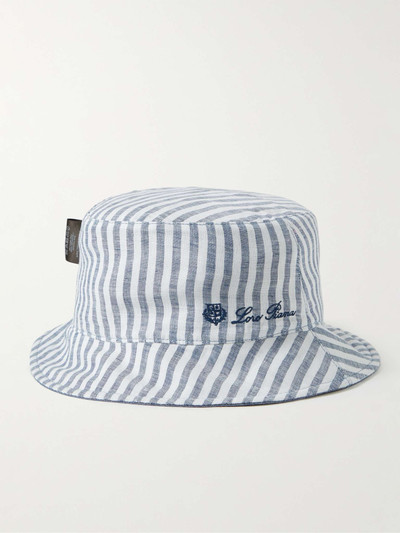 Loro Piana Reversible Logo-Embroidered Cotton-Chambray and Linen Bucket Hat outlook