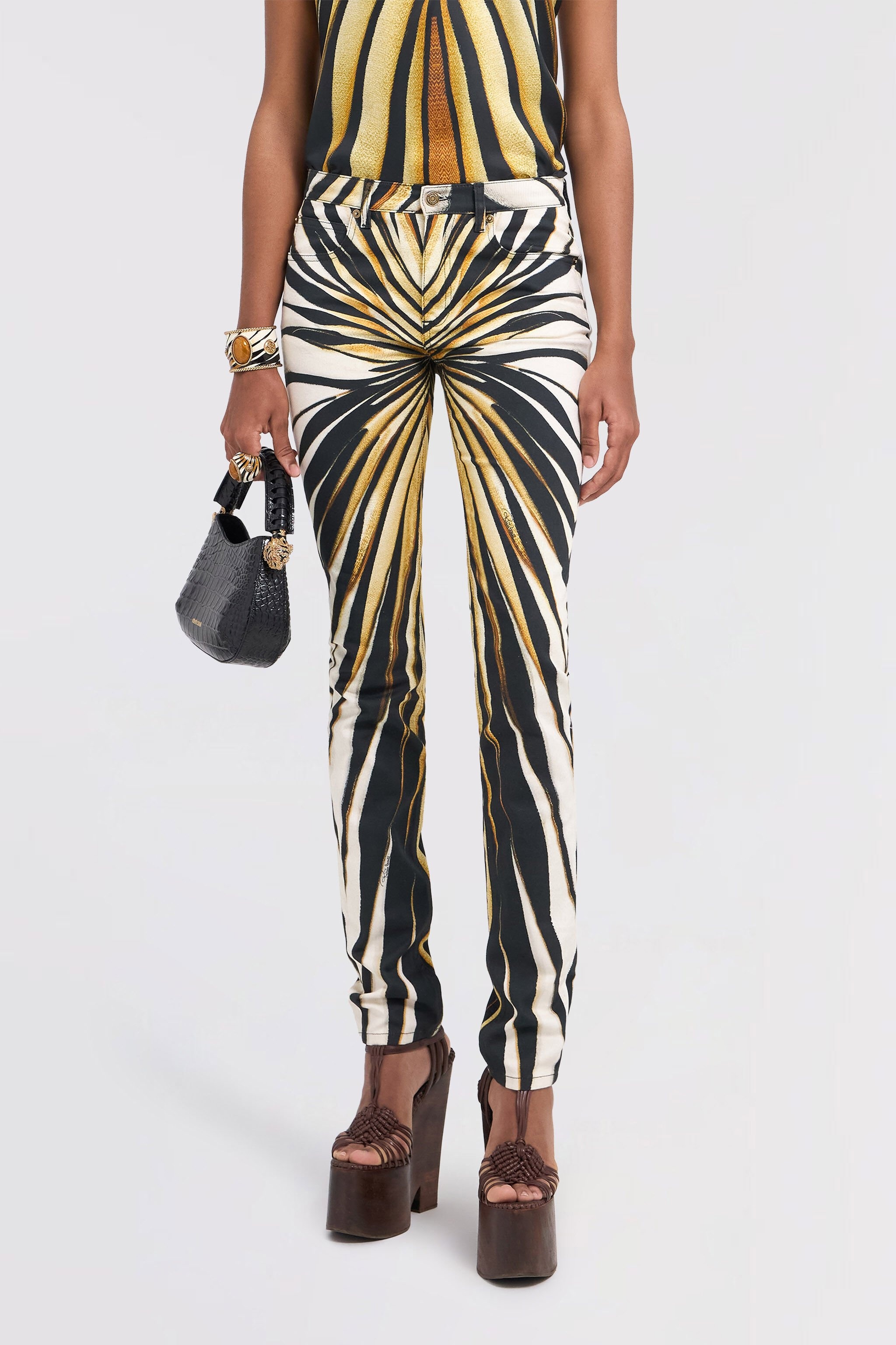 Ray of Gold Print Trousers Jeans - 3