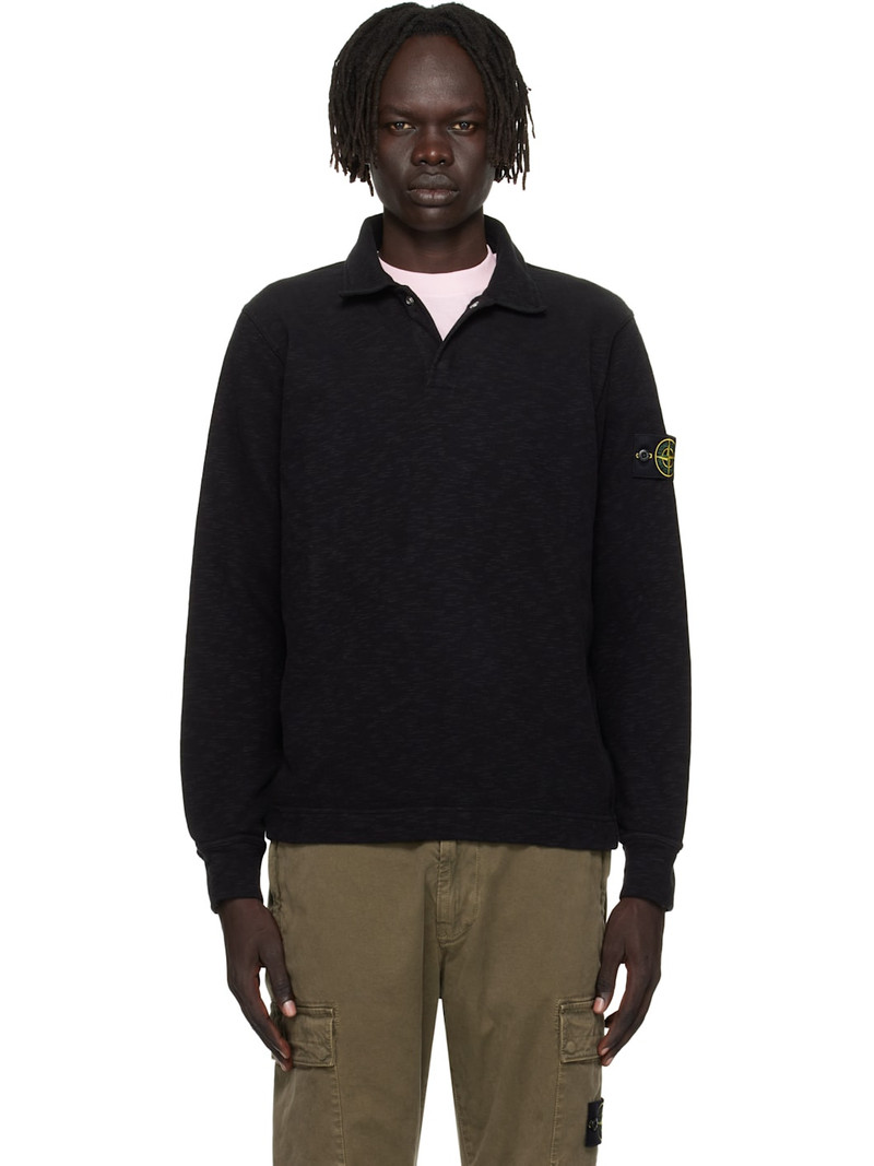 Black 6100054 Vanisé Brushed Heavy Cotton Jersey Polo - 1
