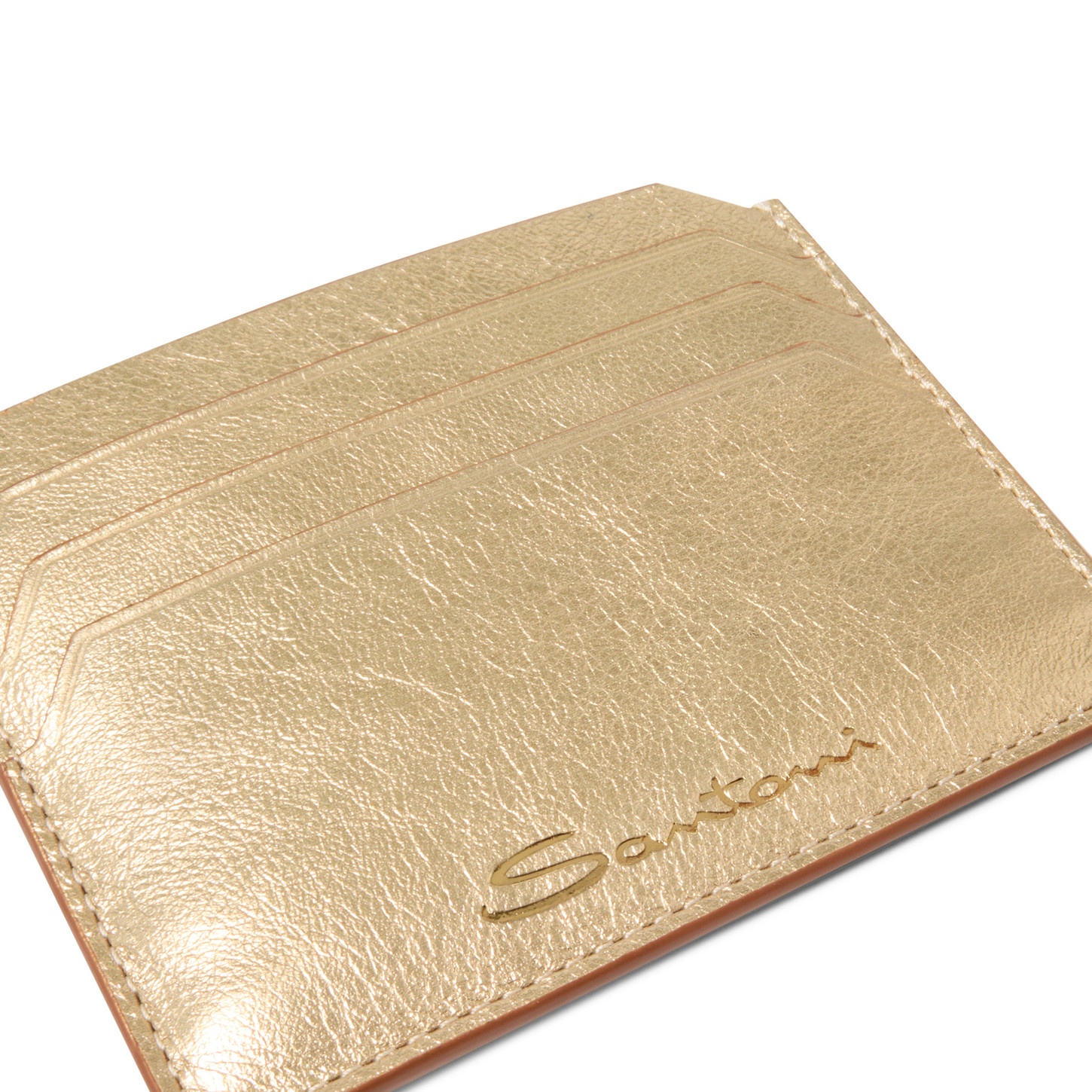 Gold laminated leather credit card holder - 2