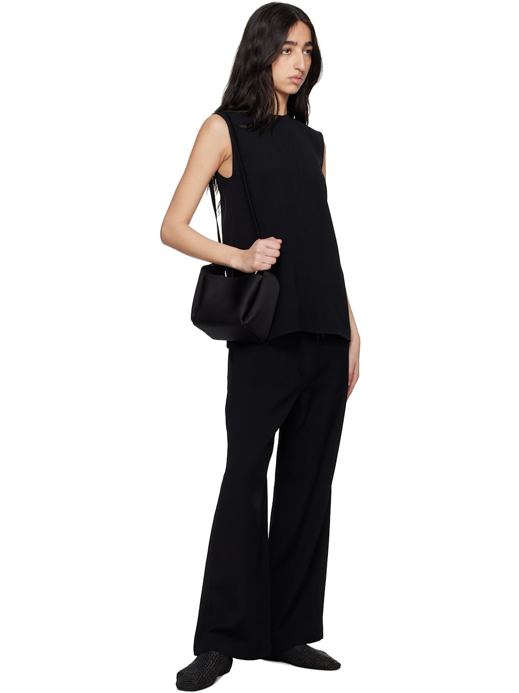 Black Petite Satin Bucket Bag - 4