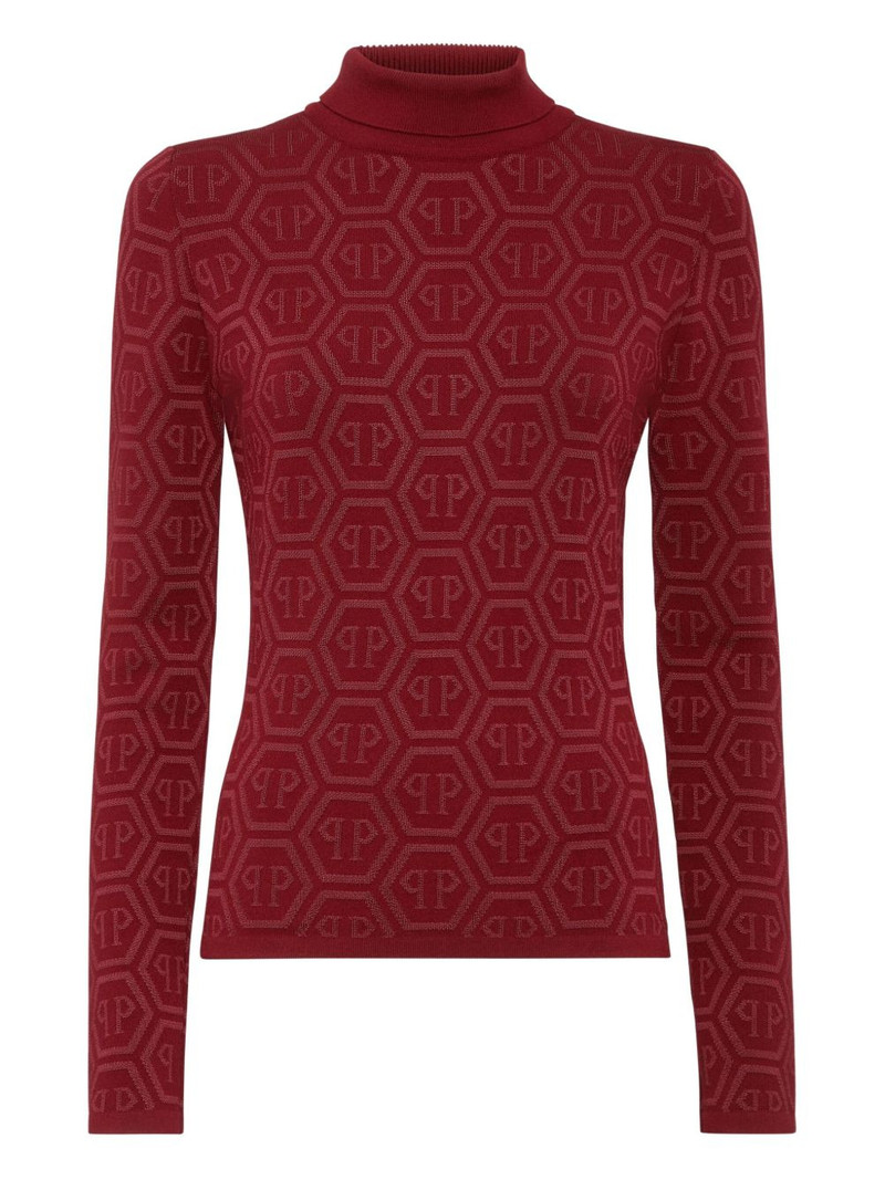 logo-pattern turtleneck sweater 1