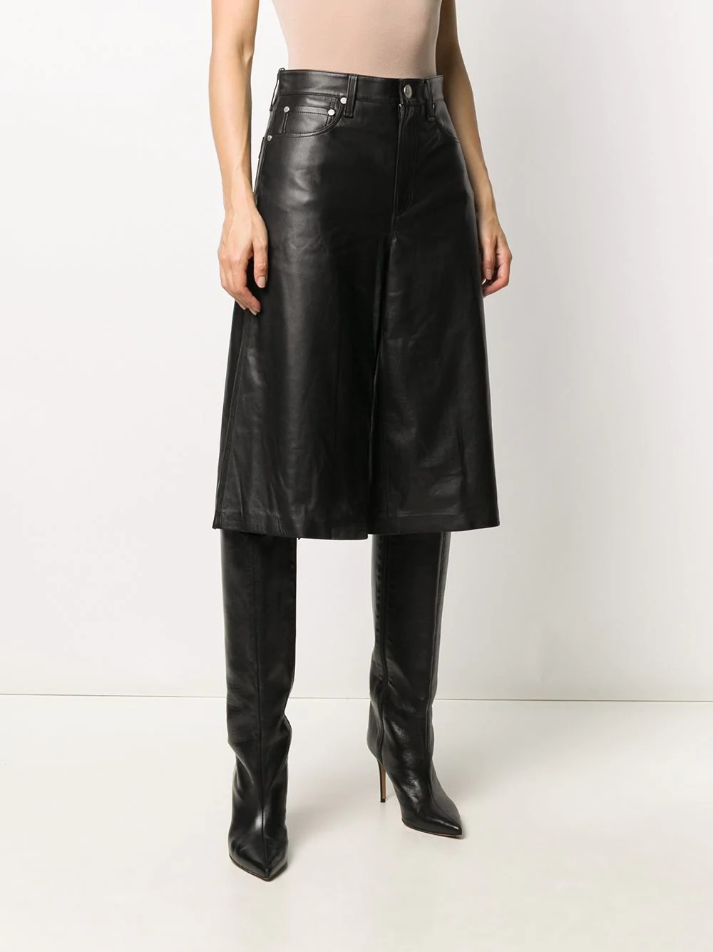 leather culotte shorts - 3