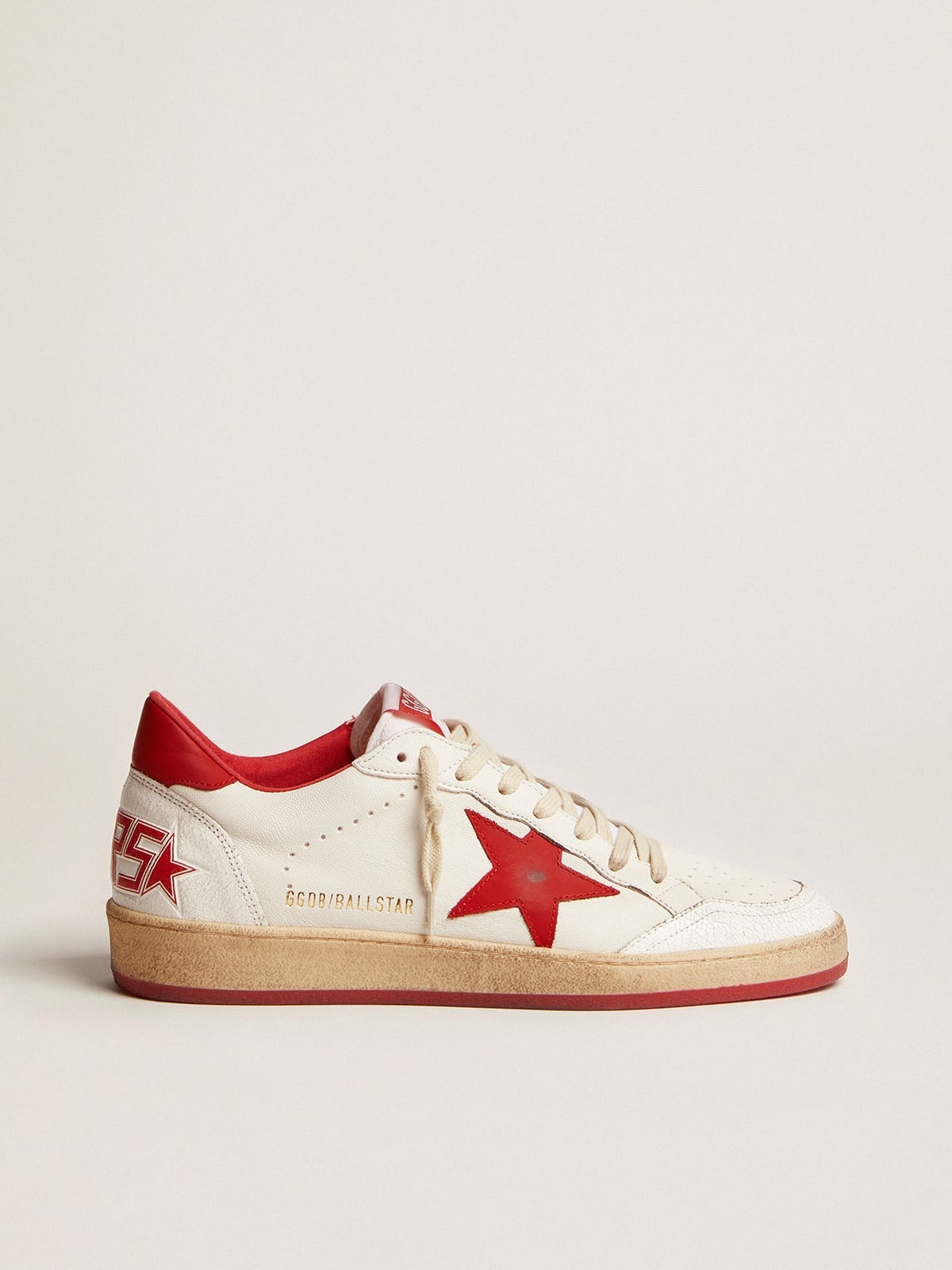 White Ball Star sneakers in leather with red star and heel tab - 1