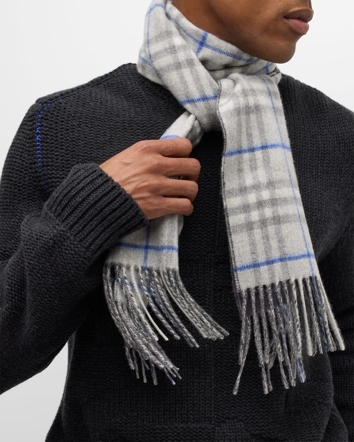 Men's Cashmere Reversible Giant Check Scarf - 2