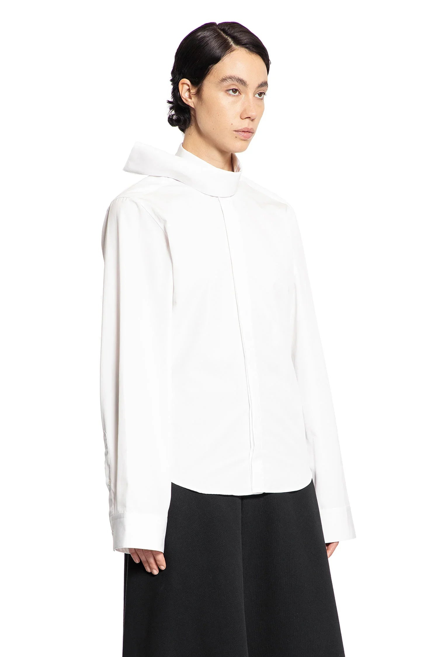 Scarf-Collar-Poplin-Shirt - 2