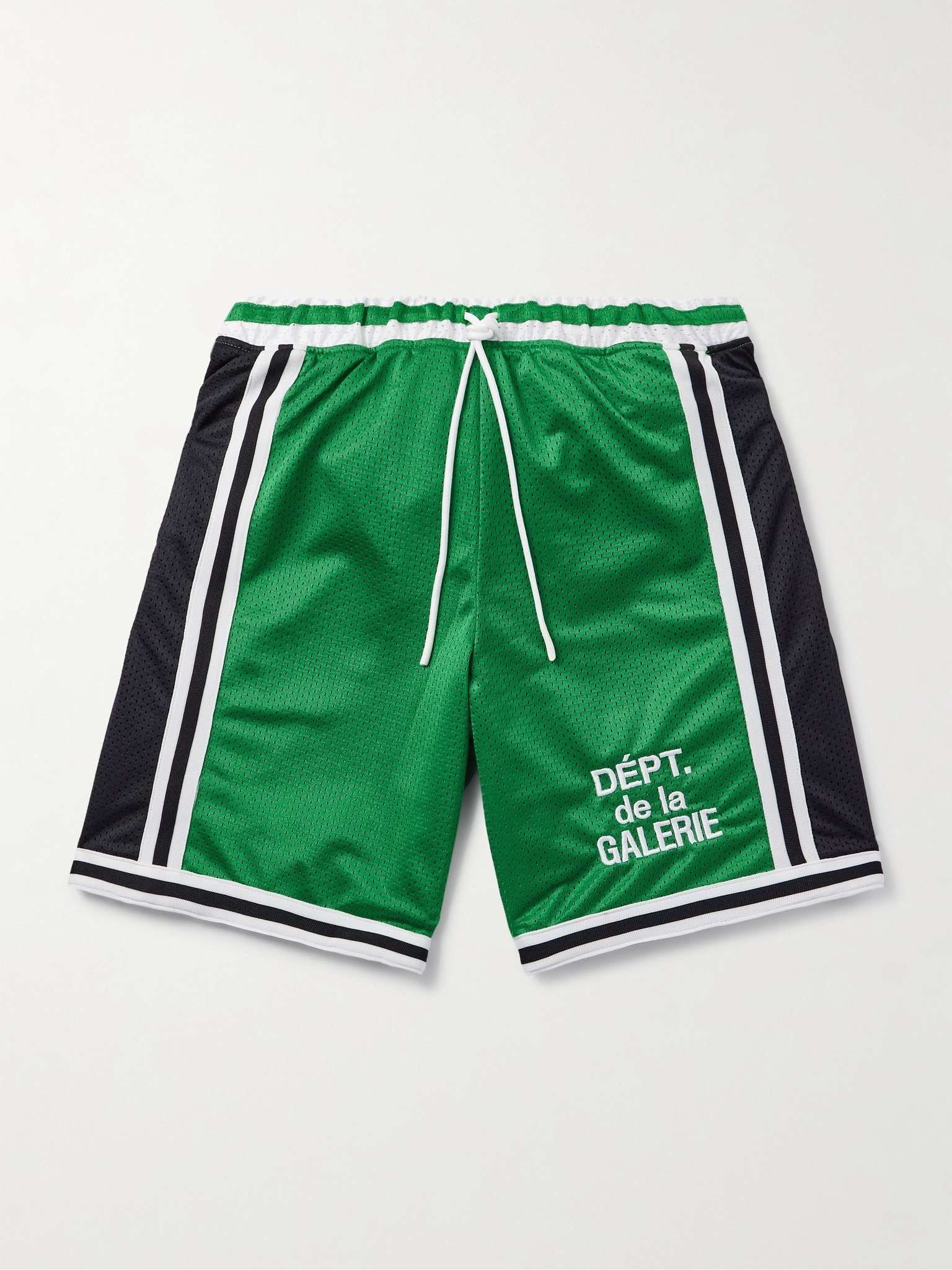Miami Court Straight-Leg Logo-Embroidered Striped Mesh Shorts - 1