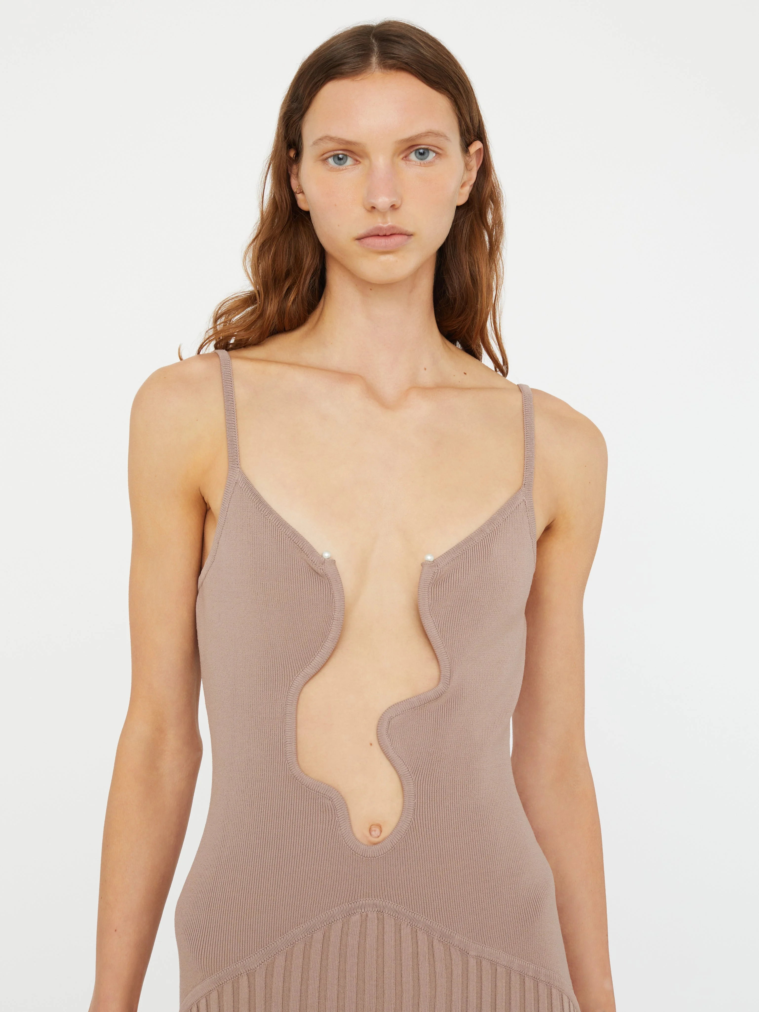strapless open back dress Pink/Purple & Black Striped Dress – JUNIEblake main image 0
