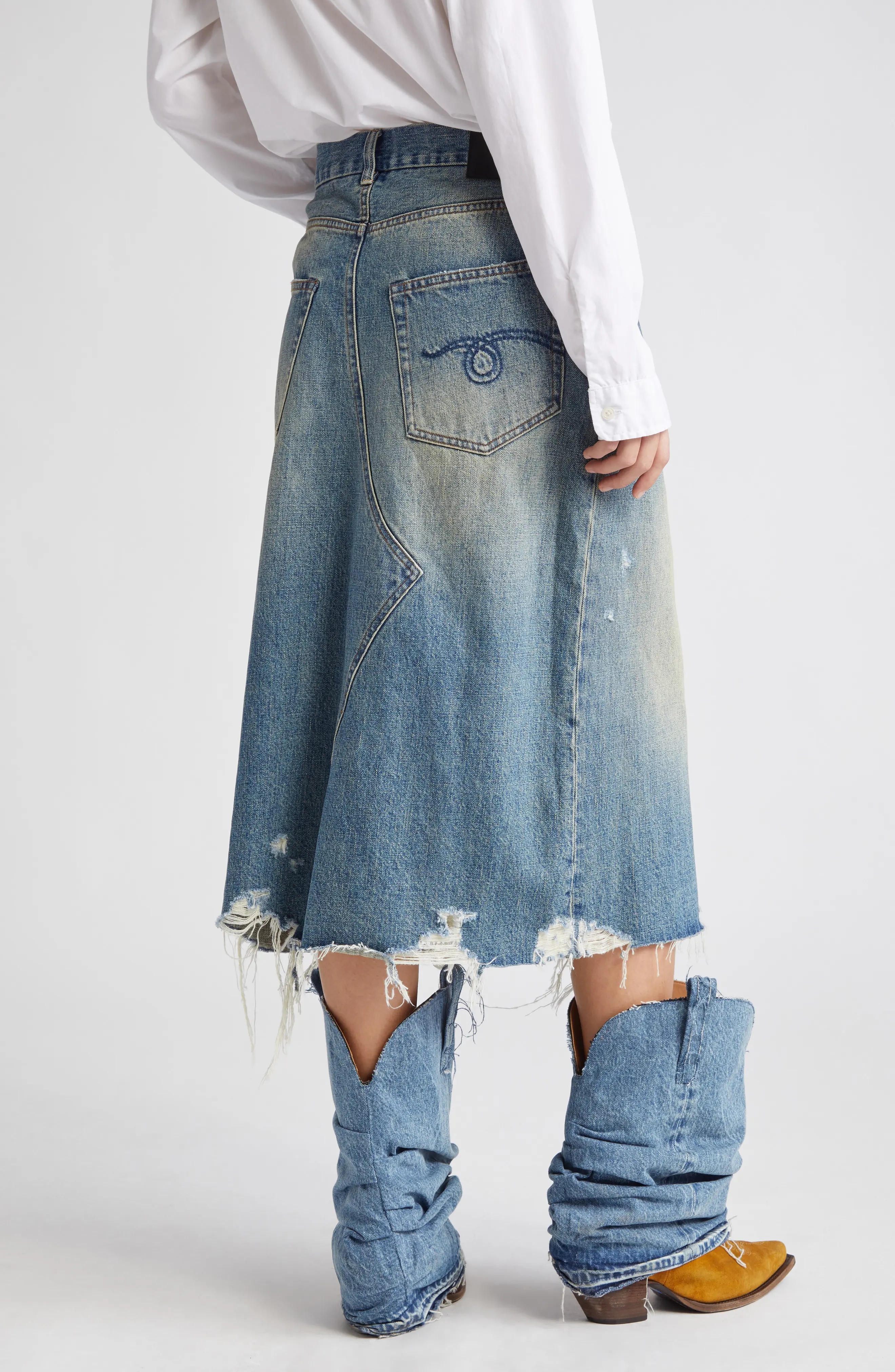 Jesse Destroyed Hem Denim Skirt - 3