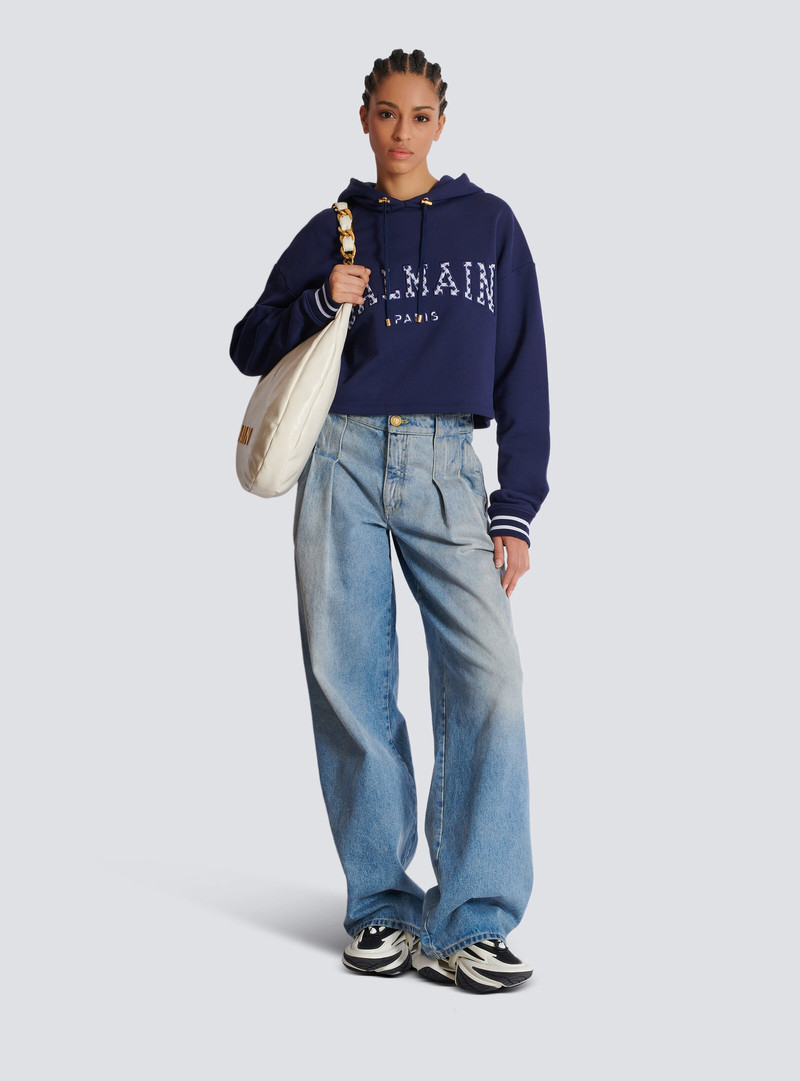 Balmain Balmain Paris gingham hoodie outlook
