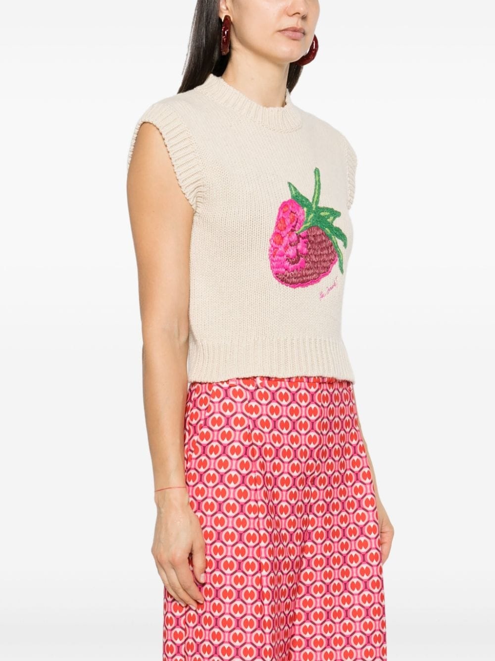 Lampone embroidered knitted vest - 3