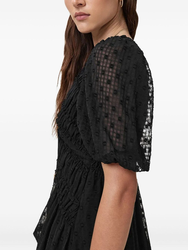 Serene puff-sleeve textured midi dress 4