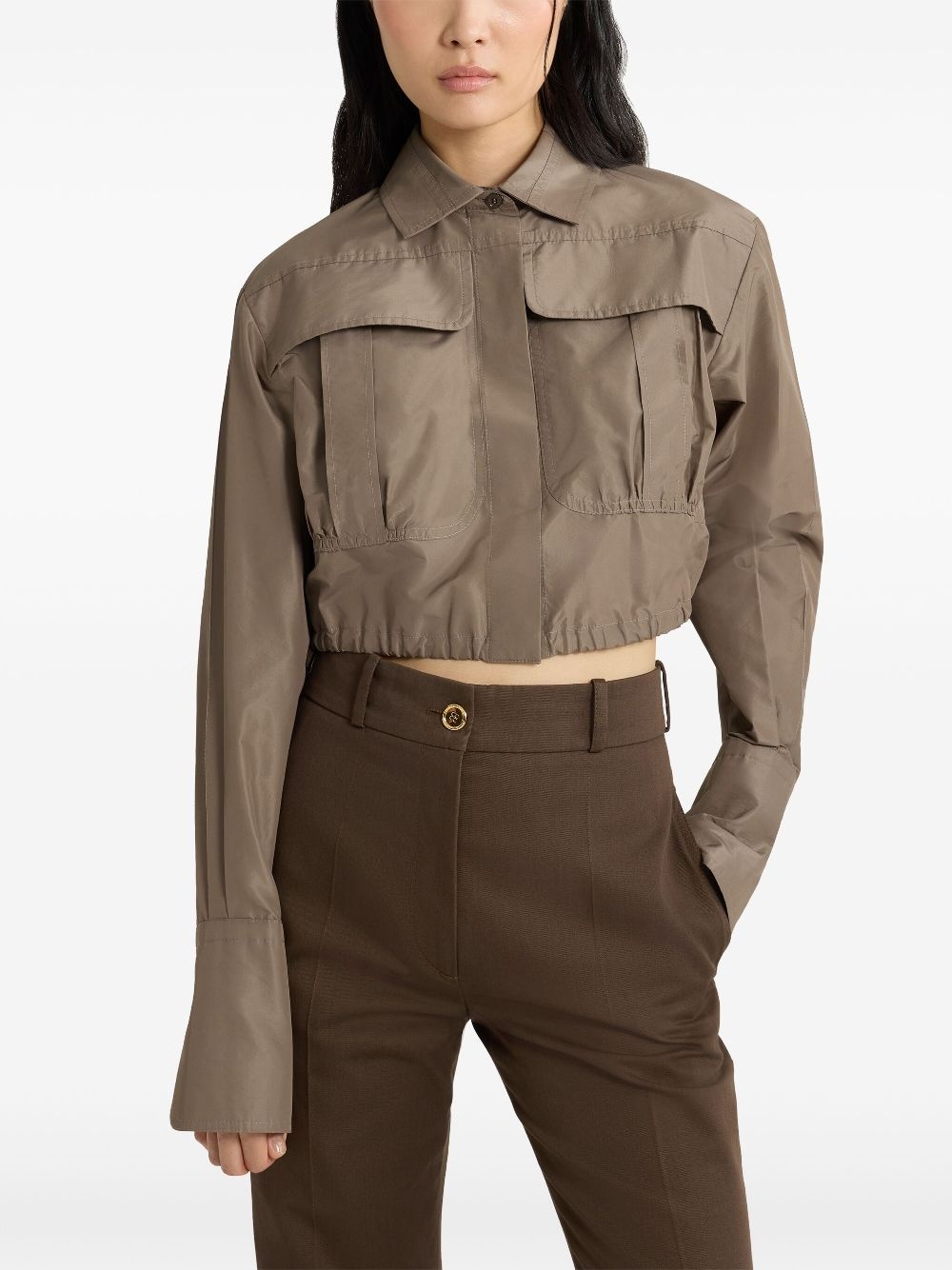 cropped faille safari shirt - 4